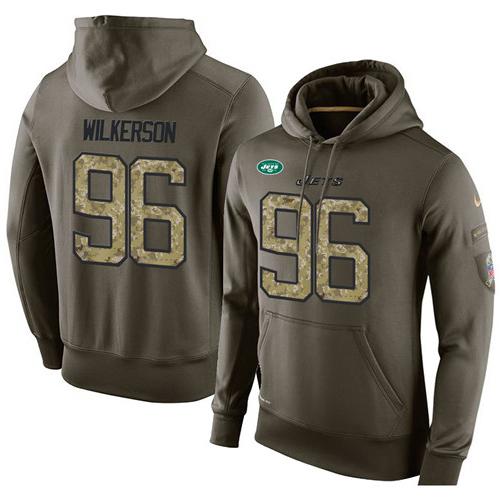 NFL Men's Nike New York Jets #96 Muhammad Wilkerson Stitched Green Olive Salute To Service KO Performance Hoodie